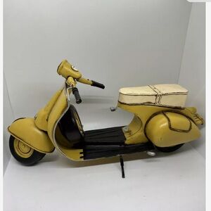 Metal Art Vespa Scooter Yellow Tin Stationary Sculpture by Jayland